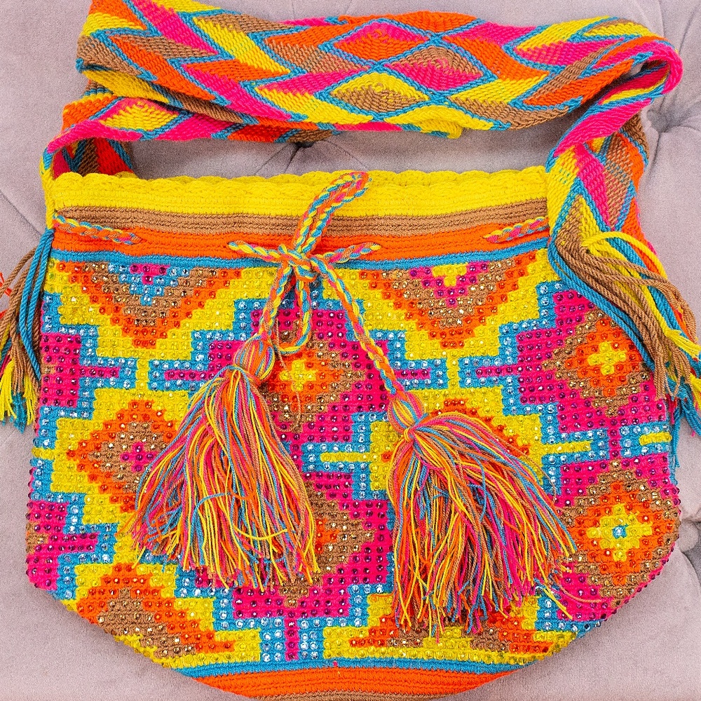 Handmade Yellow Patterned Shoulder Bag